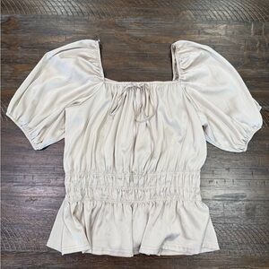 Elegant Cream Puff Sleeve Top Size XL